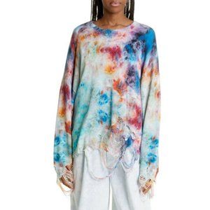 R13 Multicolor Tie-Dye Crew Neck Sweater